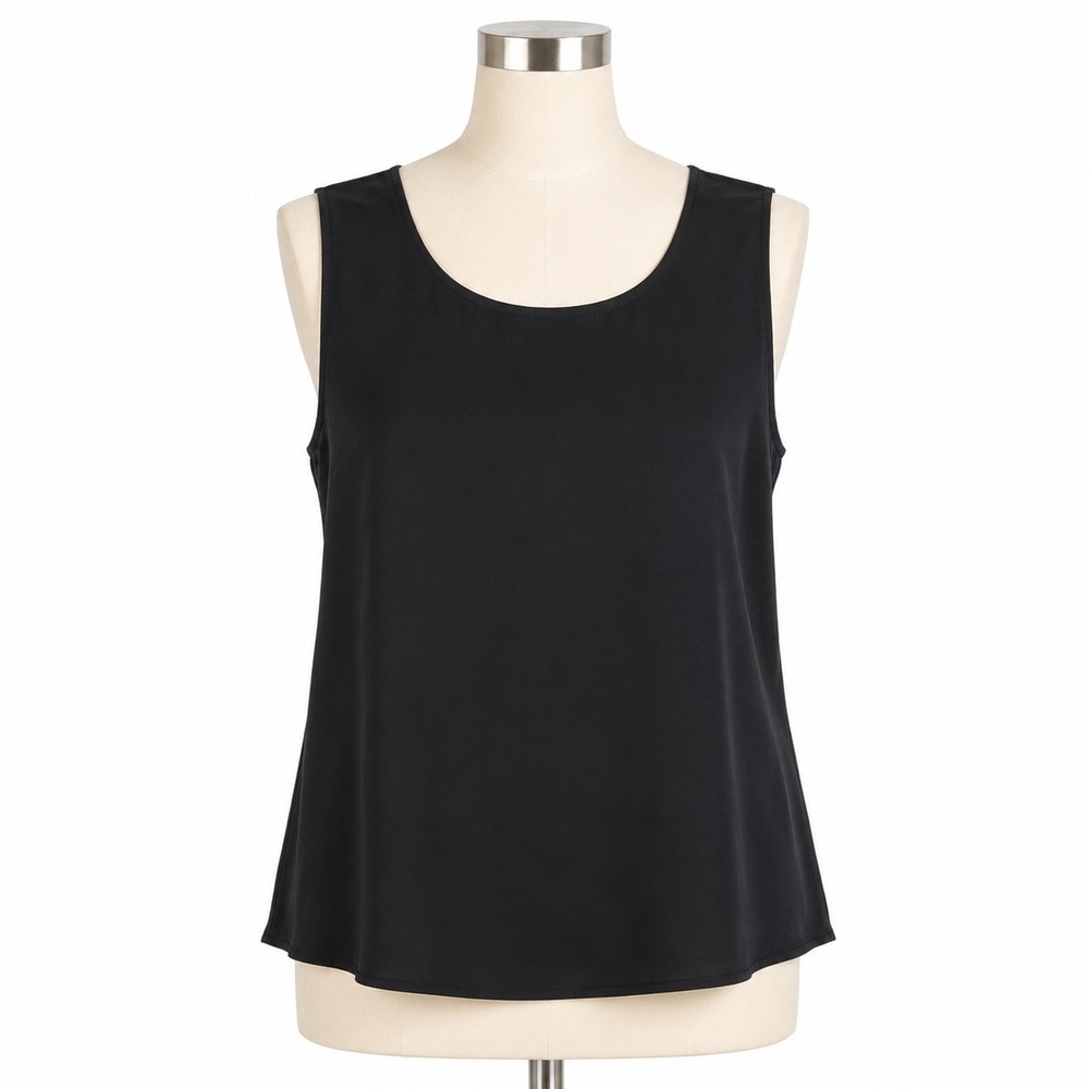 Vintage DressBarn 100%‎ Silk Black Shell Tank Top Small Career Minimalist Blouse